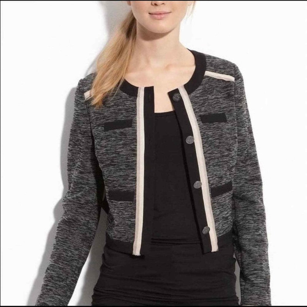 Vince Camuto Tweed and Chiffon Blazer